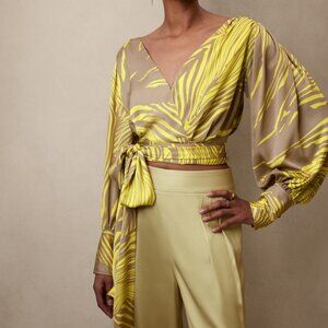 Banana Republic Cropped Wrap Top Sanded Khaki 0